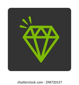 Crystal icon from Commerce Buttons OverColor Set. Vector style is eco green and gray colors, flat square rounded button, white background.