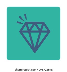 Crystal icon from Commerce Buttons OverColor Set. Vector style is cobalt and cyan colors, flat square rounded button, white background.