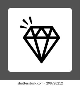 Crystal icon from Commerce Buttons OverColor Set. Vector style is black and white colors, flat square rounded button, gray background.