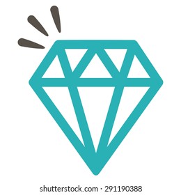 Crystal icon from Commerce Set. Vector style: bicolor flat symbol, grey and cyan colors, rounded angles, white background.