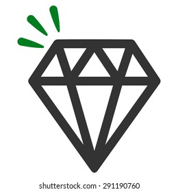 Crystal icon from Commerce Set. Vector style: bicolor flat symbol, green and gray colors, rounded angles, white background.