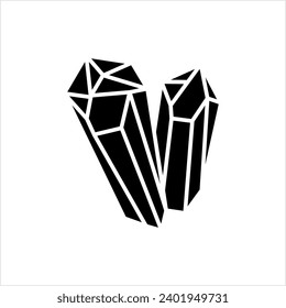 Kristallsymbol, kristallines Solid-Symbol, Geometrisches Shape-Symbol, Vektorgrafik
