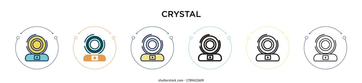 Crystal icon in filled, thin line, outline and stroke style. Vector illustration of two colored and black crystal vector icons designs can be used for mobile, ui, web