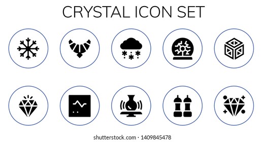 crystal icon set. 10 filled crystal icons.  Simple modern icons about  - Snowflake, Diamond, Jewel, Monitor, Snow, Potter, Plasma ball, Salt, Crystal