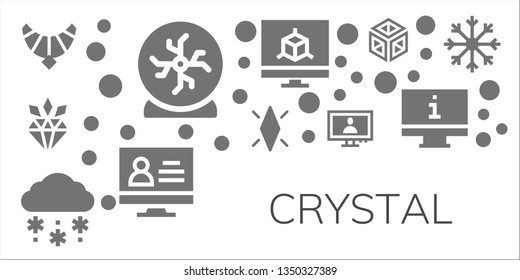 crystal icon set. 11 filled crystal icons.  Simple modern icons about  - Jewel, Crystal ball, Diamond, Snow, Monitor, Snowflake