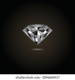 Icono vectorial de cristal con esquema de color negro, blanco, gris y fondo de sombra negro.