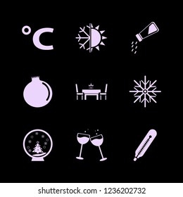 crystal icon. crystal vector icons set salt shaker, celsius sign, snow globe and glasses wine