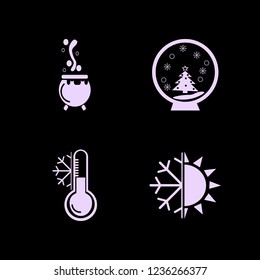 crystal icon. crystal vector icons set temperature snowflake, snow globe, caldron and snowflake sun
