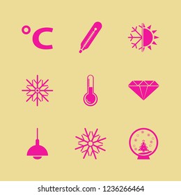 crystal icon. crystal vector icons set chandelier, thermometer, celsius sign and snowflake