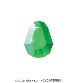Icono de cristal, ilustración vectorial aislada en fondo blanco. Un simple elemento de juego en forma de piedra de piedra blanca de color esmeralda. Dibujo de diamantes en la vista frontal.