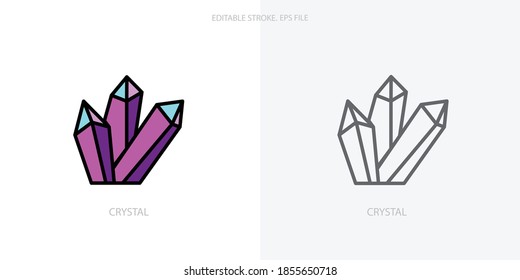 Crystal icon for your website, logo, app, UI, product print. Crystal concept flat Silhouette vector illustration icon. Editable stroke icons set