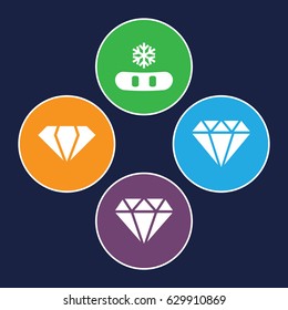Crystal icons set. set of 4 crystal filled icons such as gem, diamond