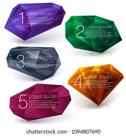 Crystal ifographics step by step vector template