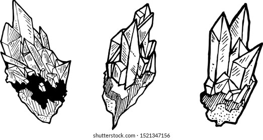 Crystal Illustration Line Art Vector Set