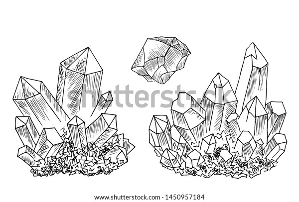 crystal cluster illustration drawing lineart poster by catagon redbubble on how to draw crystals with ink