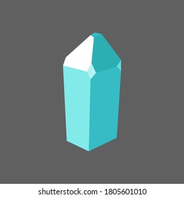 Crystal. Isolated object. Vector illustration. Flat style.