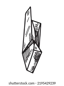 Crystal isolated on white background, hand drawn sketch vector illustration.