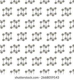 Crystal lattice hand drawn flat style seamless pattern. Back to school theme. Physics science