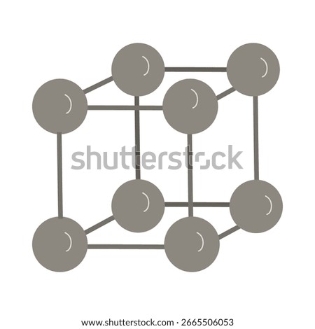 Crystal lattice hand drawn flat style vector illustration. Unit cell. Back to school theme element. Molecular physics science.	
