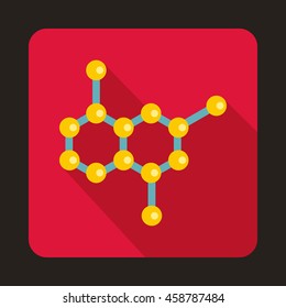 Crystal lattice icon in flat style on a crimson background