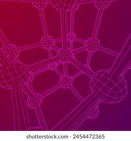 Crystal lattice molecule grid. Sodium chloride rock salt. Wireframe low poly mesh vector illustration.
