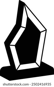 Diseño del icono del Vector del premio de la leyenda de cristal, símbolo del símbolo del reconocimiento, muestra de la expresión de gratitud, ilustración de stock de la insignia distintiva, concepto isométrico del premio de acrílico de la cuña de la faceta