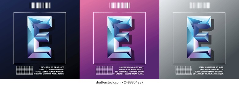 Crystal Letter E on Modern Background