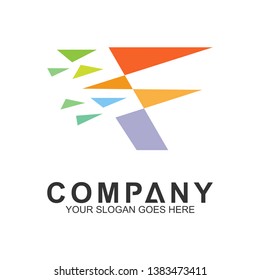 crystal letter f vector logo design