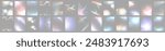 Crystal light glasses effect sparkle prism glare reflection effect. Banner optical rainbow lights, glare, leak, streak overlay. falling confetti. Vector banner colorful vector lenses and light flares.