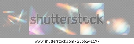 Crystal light glasses effect sparkle prism glare reflection effect. Banner optical rainbow lights, glare, leak, streak overlay. falling confetti. Vector banner colorful vector lenses and light flares.