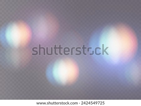 Crystal light glasses effect sparkle prism glare reflection effect. Banner optical rainbow lights, glare, leak, streak overlay. falling confetti. Vector banner colorful vector lenses and light flares.
