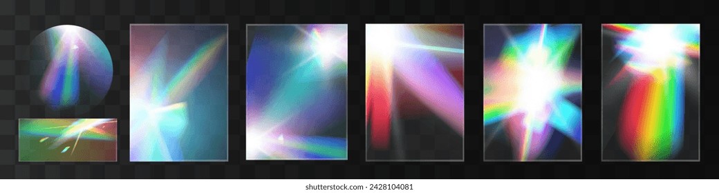 Crystal light glasses rainbow reflection set effect.Template optical,lights,glare.	
