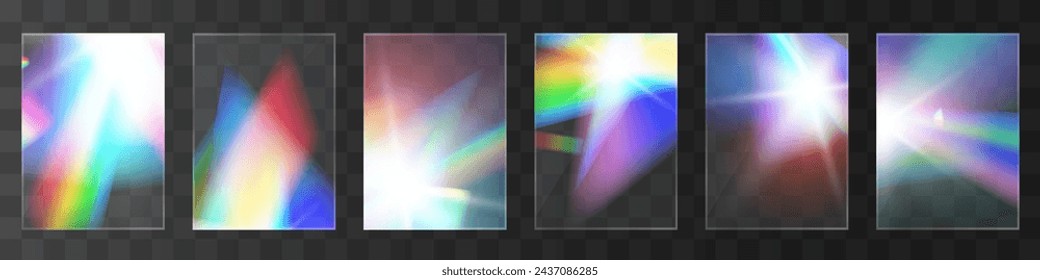 Crystal light glasses rainbow reflection set effect.Template optical,lights,glare.