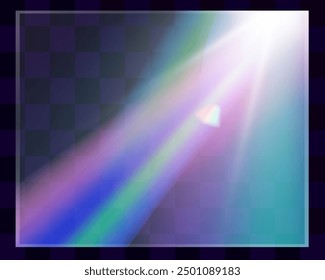 Crystal light glasses rainbow reflection set effect.Template optical,lights,glare.	