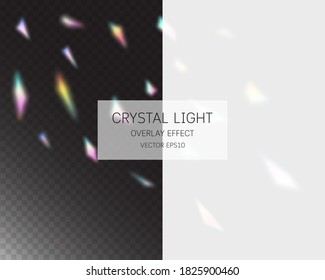 Crystal light overlay effect. Abstract light overlay effect isolated on background. Vector illustration. 