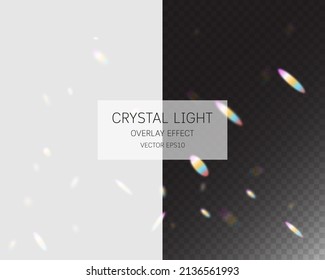 Efecto superpuesto de la luz de cristal. Efecto de superposición de la luz abstracta aislado en el fondo. Ilustración vectorial. 