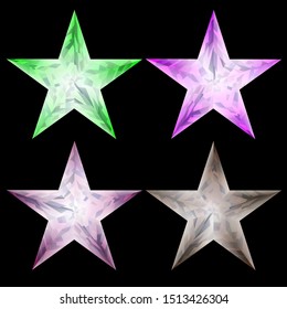 crystal logo, star geometric polygon, and object for decoration christmas day, vector illustration