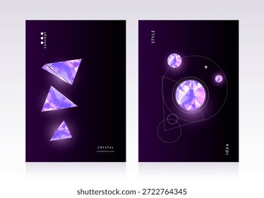 Cobertura de negócios em triângulo roxo de cristal baixo