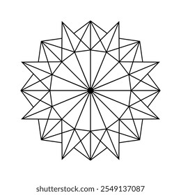Crystal Mandala Coloring Page Sharp, Faceted Crystal Pattern for Mindful Coloring and Meditation