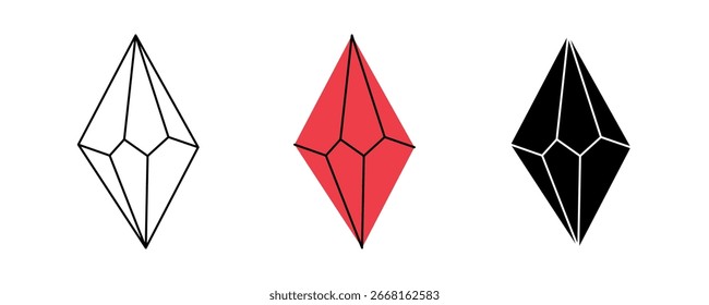 Crystal and mineral. Mystical esoteric crystal. Vector illustration. Isolated on white background