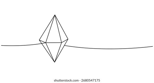 Crystal and mineral one line continuous drawing. Mystical esoteric crystal. Vector illustration