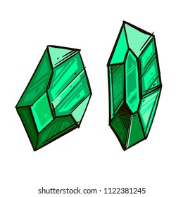 Crystal, mineral, precious stone. Vector illustration isolated on white background.