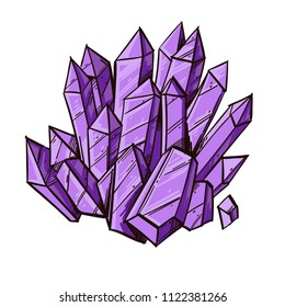 Crystal, mineral, precious stone. Vector illustration isolated on white background.