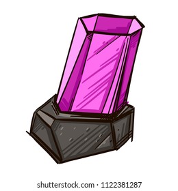 Crystal, mineral, precious stone. Vector illustration isolated on white background.