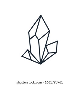 Cristal. Mineral. Icono lineal vectorial simple aislado en fondo blanco.