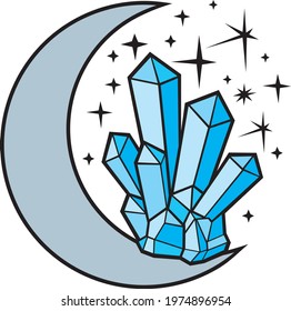 Crystal Moon color vector icon
