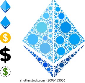 Kristallmosaiksymbol. Vektorgrafik-Collage, entworfen aus randomisierten virulenten Symbolen. Virulent Collage Kristall Symbol und mehr Symbole. Crystal Collage für pandemische Bilder.