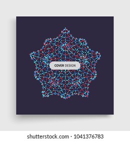 Crystal. Object with dots. Molecular grid. 3d technology style with particle. Vector illustration. Futuristic connection structure for chemistry and science.