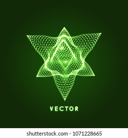 Cristal. Objeto con puntos. Cuadrícula molecular. 3 d estilo tecnológico con partícula. Ilustración vectorial. Estructura de conexión futurista para la química y la ciencia.