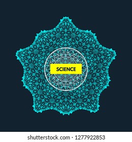 Cristal. Objeto con líneas y puntos. Cuadrícula molecular. Ilustración vectorial. Estructura de conexión futurista para la química y la ciencia.